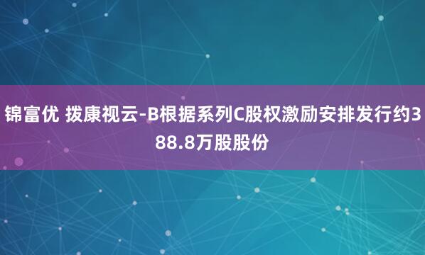 锦富优 拨康视云-B根据系列C股权激励安排发行约388.8万股股份